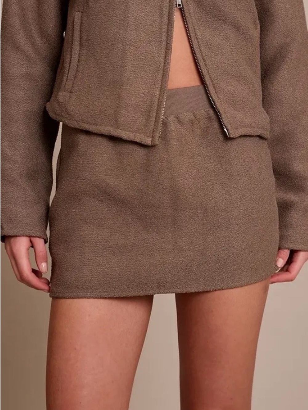 PrettyLittleThing mushroom boucle mid-rise mini skirt